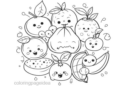 Cute Fruit Coloring Pages