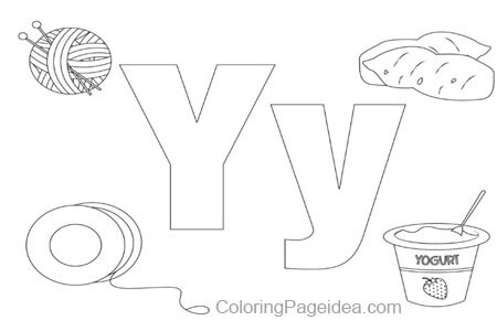 LETTER Y COLORING PAGES